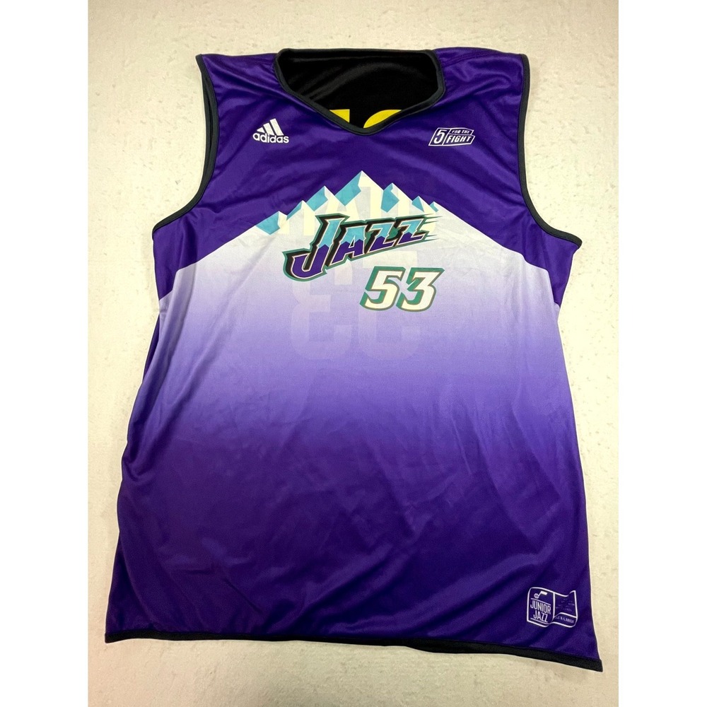 Utah Jazz Reversible Jersey Adult XL Purple Adidas Basketball NBA # 53 V Neck